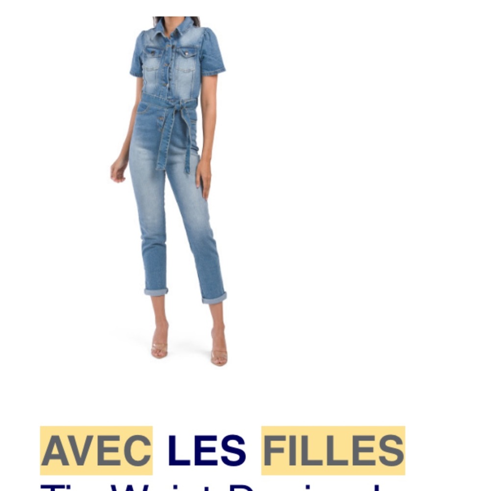 AVEC LES FILLES
Tie Waist Denim Jumpsuit